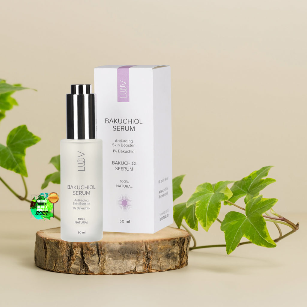 LUUV natūralus jauninantis veido serumas su bakučioliu jautriai odai, 30 ml